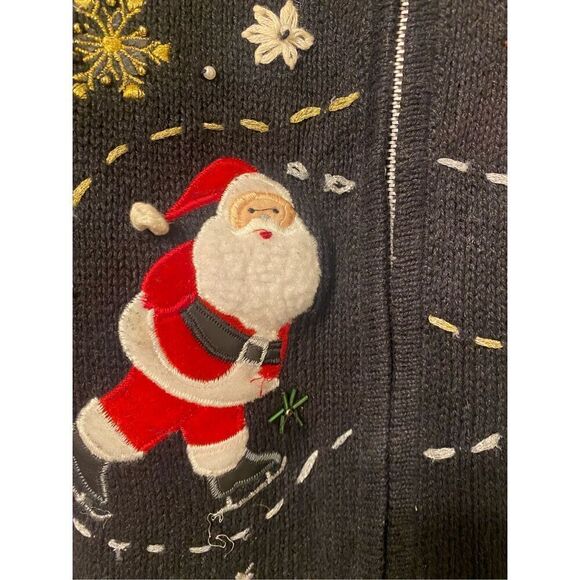Vintage Christmas Santa Claus Zip Cardigan Size P/P Designers Originals 1980’s - Picture 4 of 6